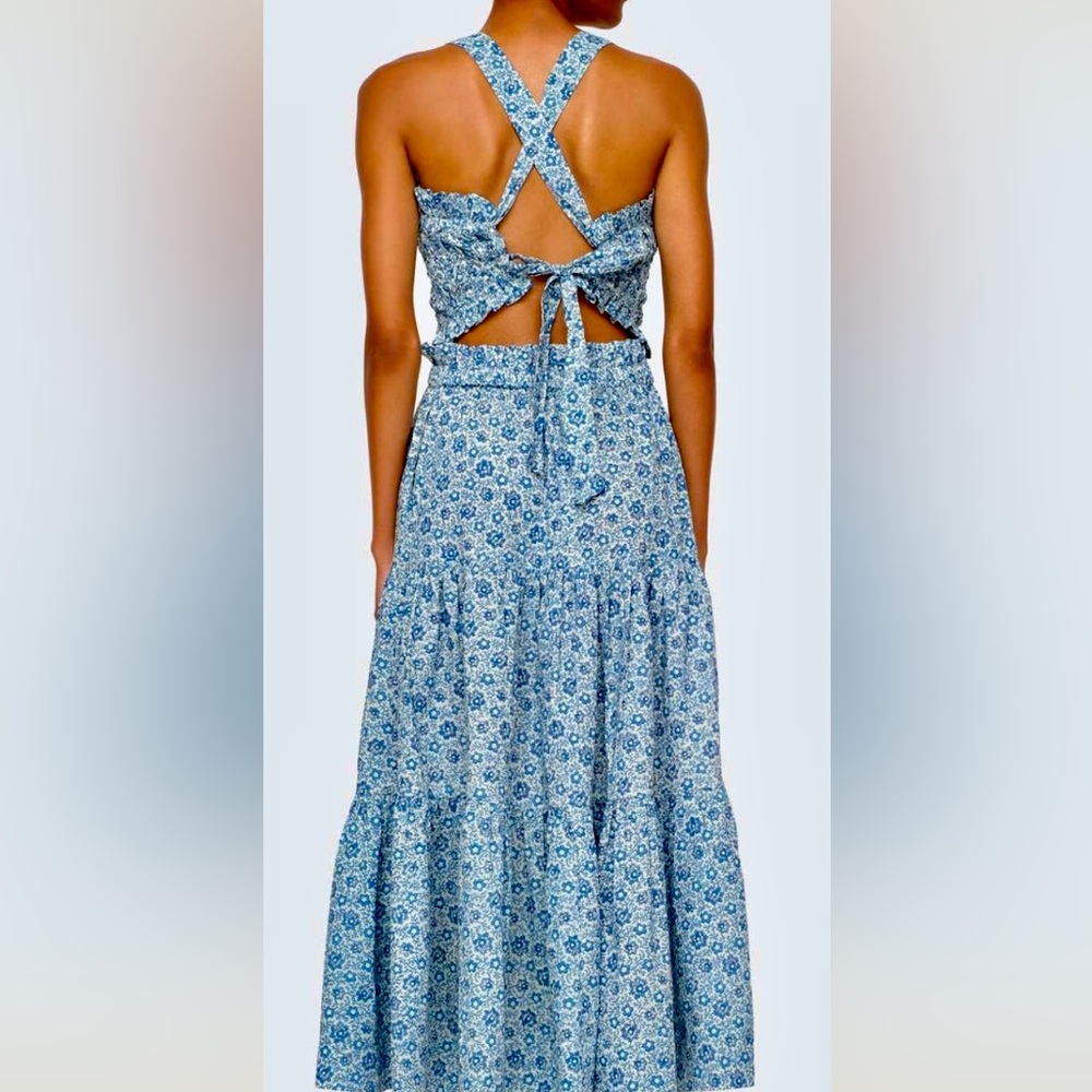Sea New York Ida Smocked Open Back Apron Dress NWT